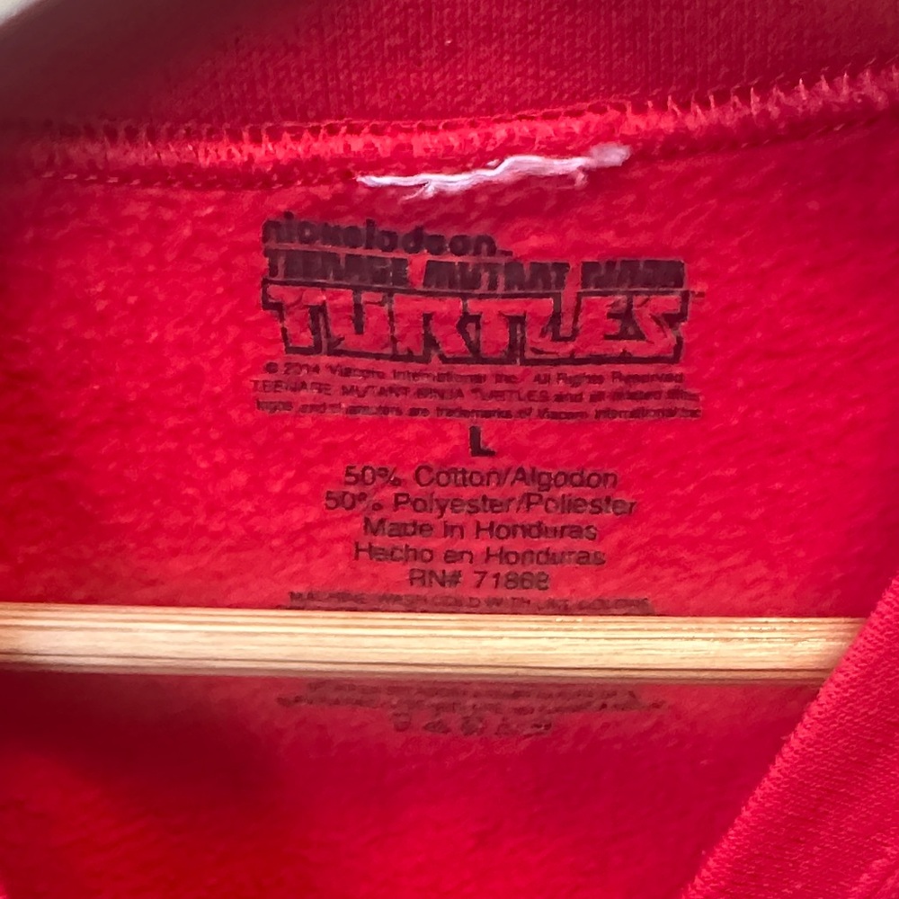 Men’sTeenage Mutant Ninja Turtles Red Holiday Sweatshirt with Cartoon Characters - Picture 2 of 4
